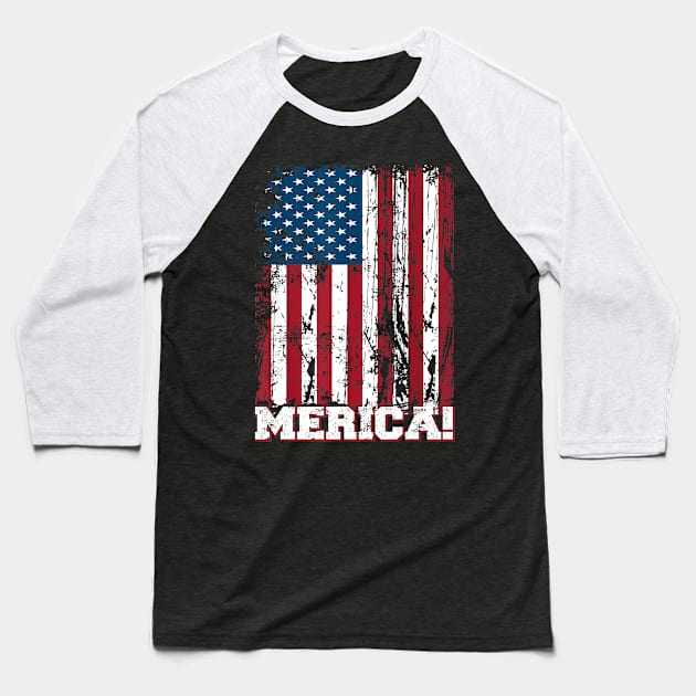 4th of July Independence Day US American Flag Patriotic Baseball T-Shirt by Haley Tokey